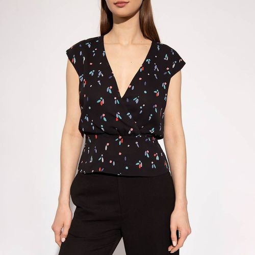 Black Contrast Print Wrap Blouse - Emporio Armani - Modalova