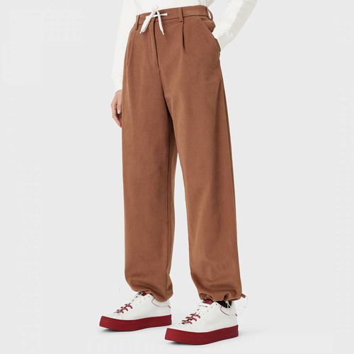 Brown Tie Waist Cotton Blend Trousers - Emporio Armani - Modalova