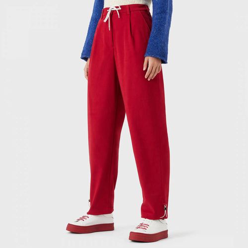 Red Tie Waist Cotton Blend Trousers - Emporio Armani - Modalova