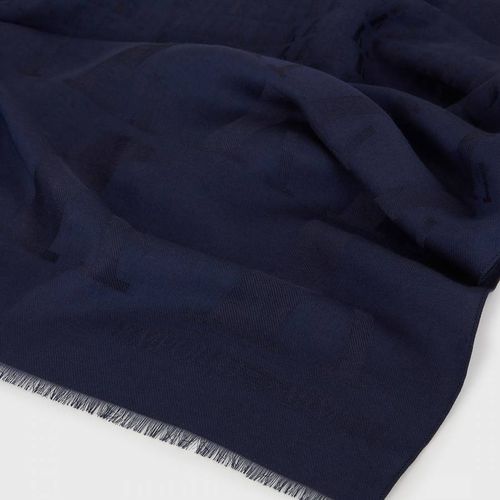 Navy Silk Blend Scarf - Emporio Armani - Modalova