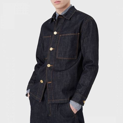 Dark Blue Denim Overshirt - Emporio Armani - Modalova