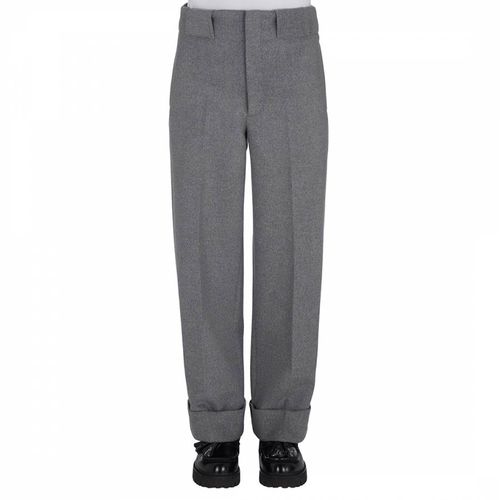 Straight Leg Wool Blend Trousers - Emporio Armani - Modalova