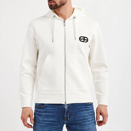 White Zip Cotton Blend Hoodie - Emporio Armani - Modalova