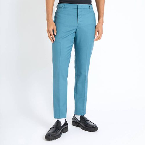 Blue Straight Wool Blend Trousers - Emporio Armani - Modalova