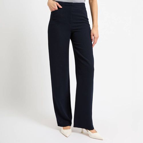 Navy Textured Straight Leg Trouser - Emporio Armani - Modalova