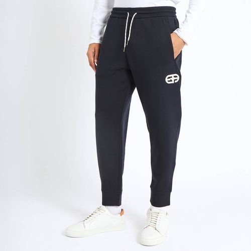 Navy Logo Cotton Blend Joggers - Emporio Armani - Modalova