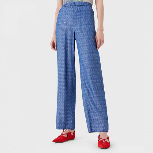 Blue Sparkle Straight Leg Trousers - Emporio Armani - Modalova