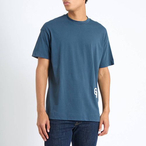 Blue Logo Cotton T-Shirt - Emporio Armani - Modalova