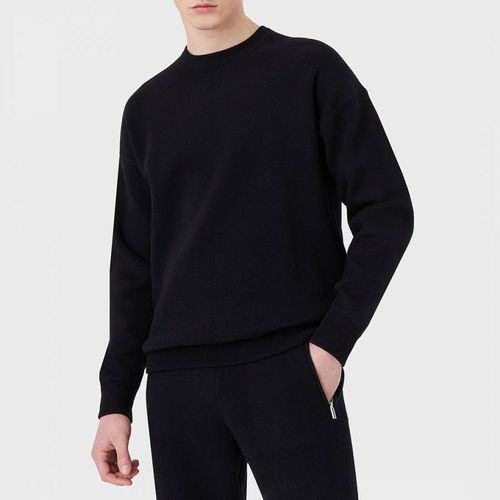 Black Crew Neck Wool Blend Jumper - Emporio Armani - Modalova