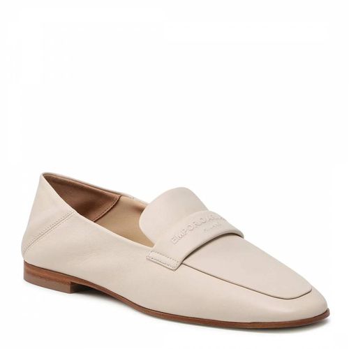 Cream Square Toe Leather Loafers - Emporio Armani - Modalova