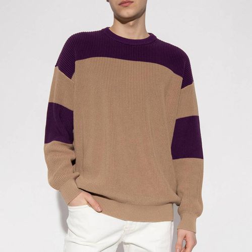 Camel Stripe Cotton Jumper - Emporio Armani - Modalova