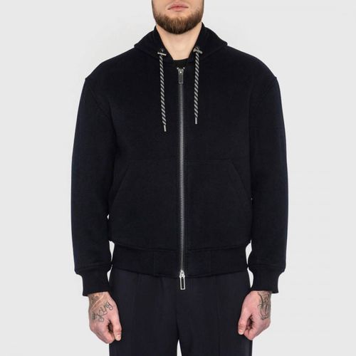 Black Zip Cashmere Blend Hoodie - Emporio Armani - Modalova