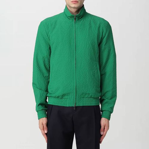 Green Textured Zip Jacket - Emporio Armani - Modalova