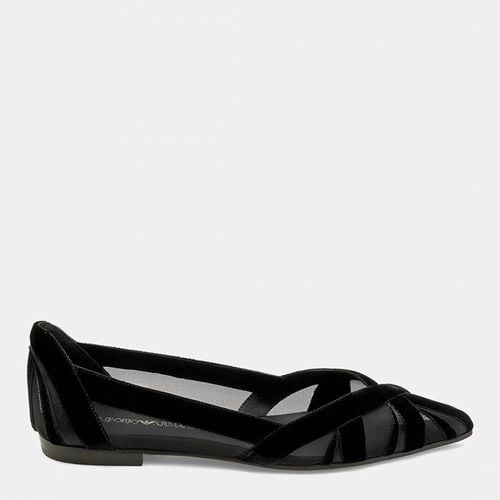 Black Pointed Mesh Flats - Emporio Armani - Modalova