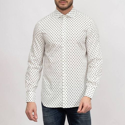 White Logo Printed Cotton Blend Shirt - Emporio Armani - Modalova