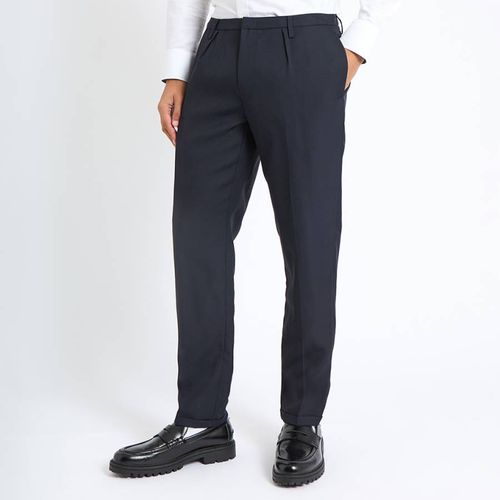 Navy Wool Blend Trousers - Emporio Armani - Modalova