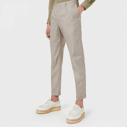 Beige Cropped Cotton Trousers - Emporio Armani - Modalova