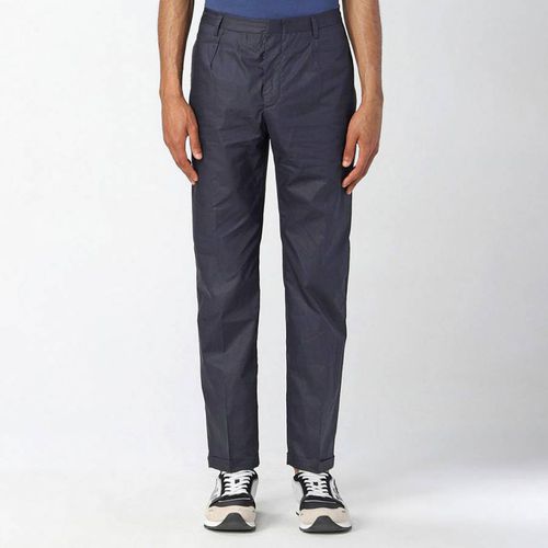 Dark Blue Cotton Trousers - Emporio Armani - Modalova