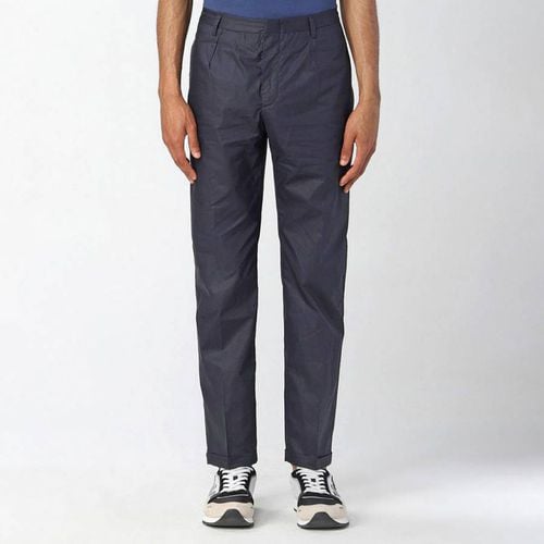 Dark Blue Cotton Trousers - Emporio Armani - Modalova