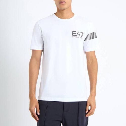 White Logo Cotton T-Shirt - EA7 Emporio Armani - Modalova