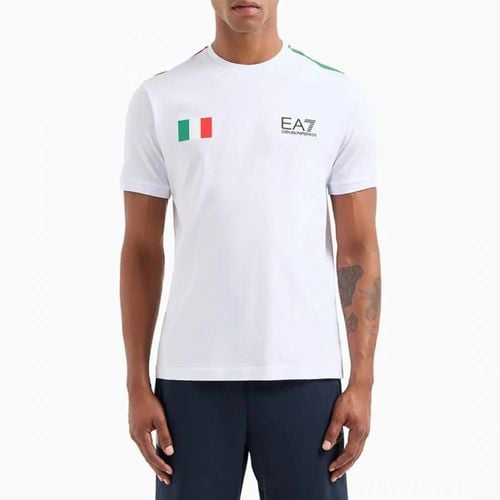 White Cotton T-Shirt - EA7 Emporio Armani - Modalova