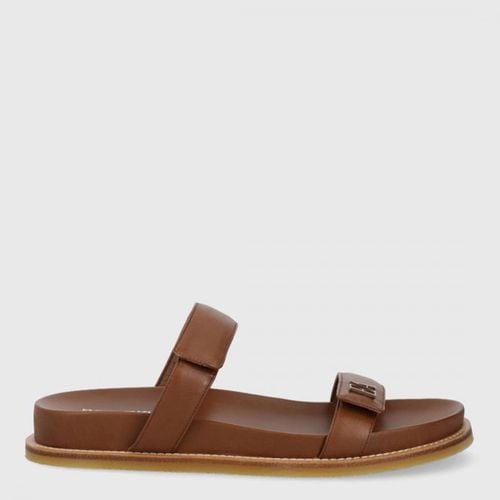 Brown Double Strap Leather Sandals - Emporio Armani - Modalova