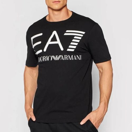 Black Crew Neck Cotton T-Shirt - EA7 Emporio Armani - Modalova