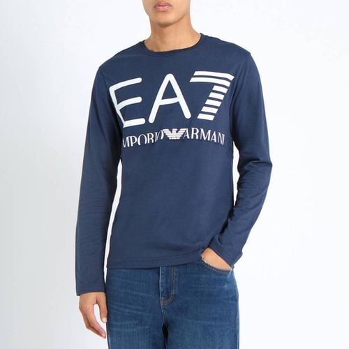 Logo Long Sleeve Cotton T-Shirt - EA7 Emporio Armani - Modalova