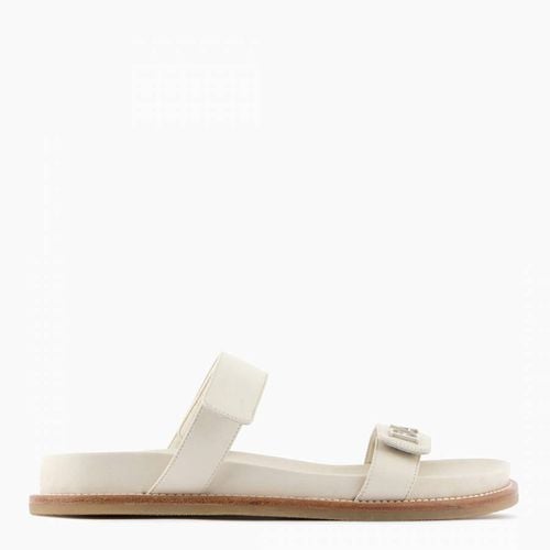 Ecru Double Strap Leather Sandals - Emporio Armani - Modalova