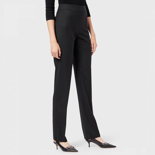 Black Straight Wool Blend Trousers - Emporio Armani - Modalova