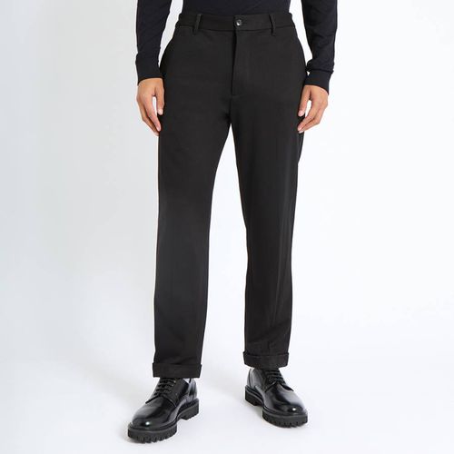 Black Straight Cotton Trousers - Emporio Armani - Modalova