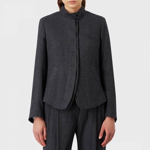 Charcoal Wool Blend Jacket - Emporio Armani - Modalova