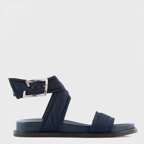 Navy Wrap Leather Sandals - Emporio Armani - Modalova