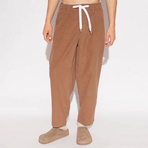 Camel Drawstring Cotton Blend Trousers - Emporio Armani - Modalova