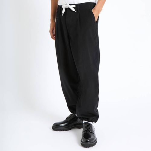 Navy Drawstring Cotton Blend Trousers - Emporio Armani - Modalova