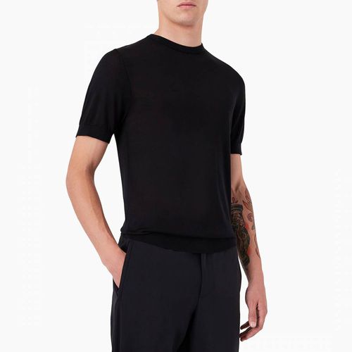 Black Crew Neck Silk Blend Top - Emporio Armani - Modalova