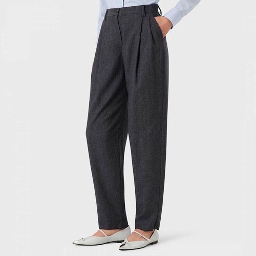 Dark Grey Wool Blend Trousers - Emporio Armani - Modalova