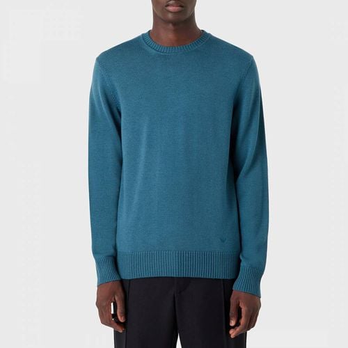 Blue Long Sleeve Wool Jumper - Emporio Armani - Modalova