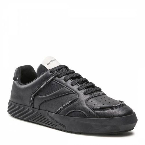 Black Leather Lace Trainers - Emporio Armani - Modalova