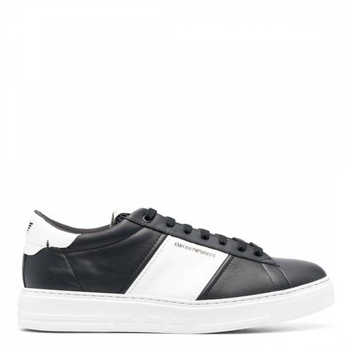 Black/White Leather Lace Trainers - Emporio Armani - Modalova