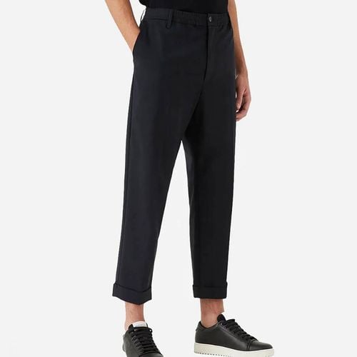 Black Elasticated Cotton Blend Trousers - Emporio Armani - Modalova