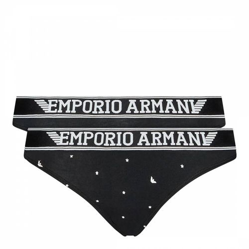 Black 2-Pack Cotton Blend Briefs - Emporio Armani - Modalova