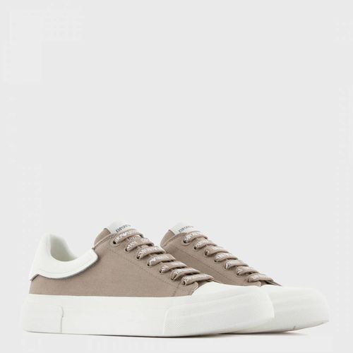 Beige Lace Cotton Trainers - Emporio Armani - Modalova