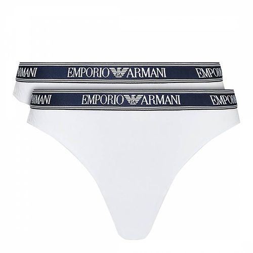 White 2-Pack Cotton Blend Briefs - Emporio Armani - Modalova