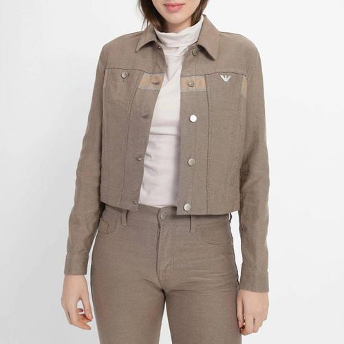 Taupe Colour-Block Denim Jacket - Emporio Armani - Modalova