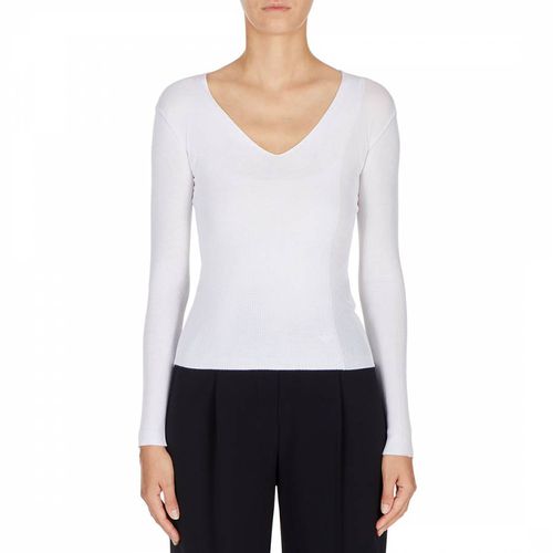 White V- Neck Long Sleeve Top - Emporio Armani - Modalova