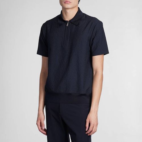 Navy Half Zip Polo Shirt - Emporio Armani - Modalova