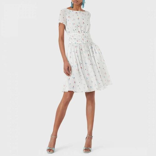 White Contrast Print Flared Mini Dress - Emporio Armani - Modalova