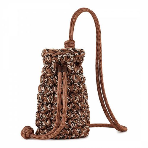 Brown Braided Drawstring Leather Bag - Emporio Armani - Modalova