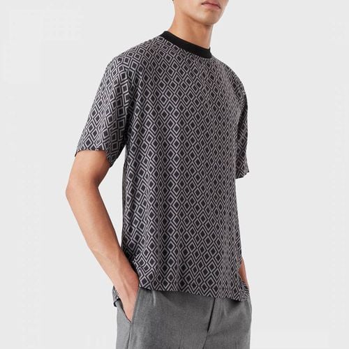 Black Crew Neck Printed Top - Emporio Armani - Modalova